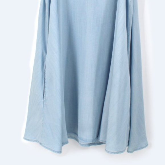 Rails Anya Dress Sleeveless Blue Tencel Trapeze A-Line Pockets Mini Swing SZ L - Picture 6 of 8
